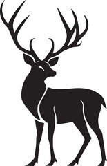Deer Silhouette Isolated on White Background
