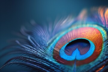 Intense details and brilliant colors of a peacock feather create a stunning visual texture