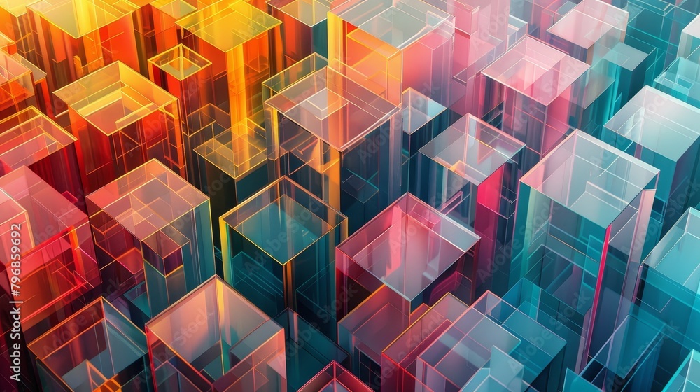 Aufkleber geometric patterns: a 3d vector illustration of a geometric pattern with transparent shapes