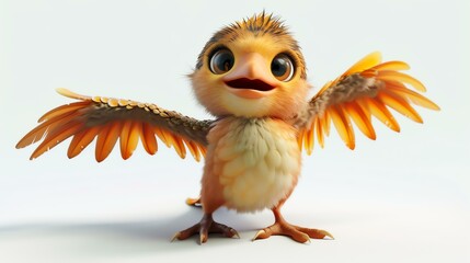 Cute and fluffy baby bird with big eyes and a friendly smile. Perfect for children's books, games, and animations.