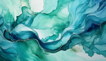 Teal Symphony: Abstract Fluid Banner
