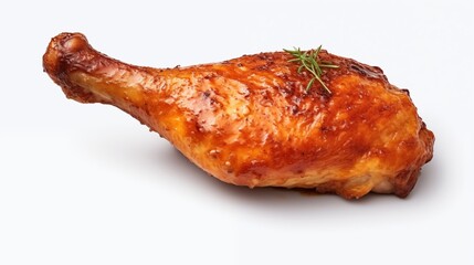 Grilled Chicken Leg Isolated on a white Background.