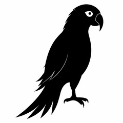 Obraz premium Parrot vector art illustration on white background, bird on a branch