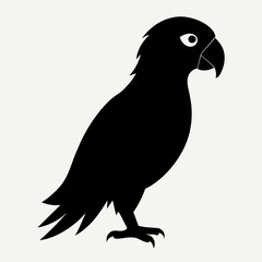 Parrot vector art illustration on white background, bird on a branch