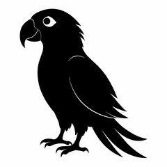 Parrot vector art illustration on white background, bird on a branch