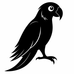 Parrot vector art illustration on white background, bird on a branch