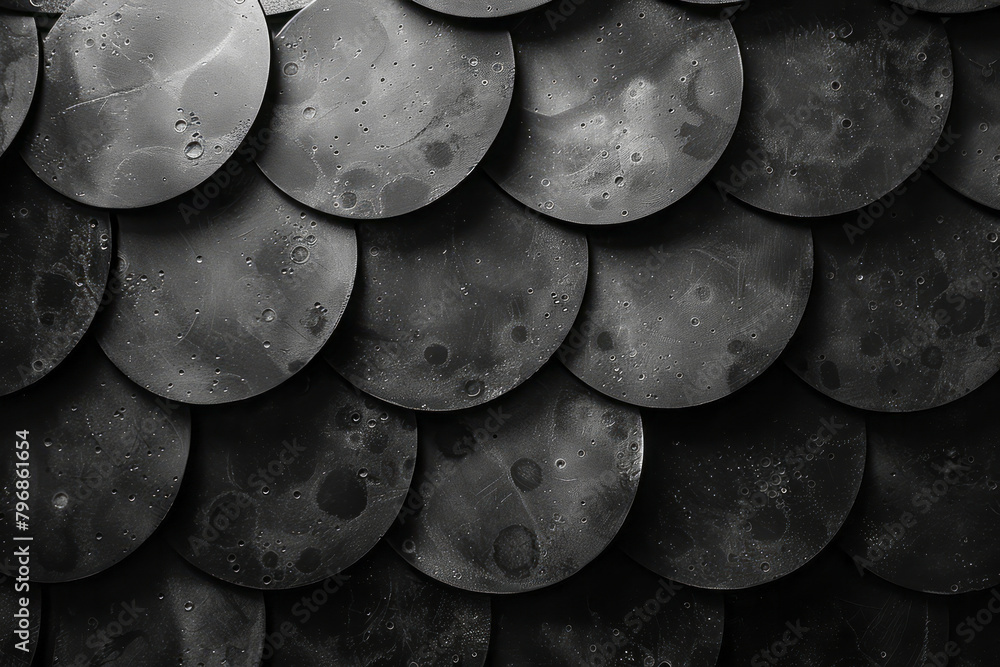Poster A collection of arcs and semi-circles, arranged to form a pattern reminiscent of the phases of the moon,