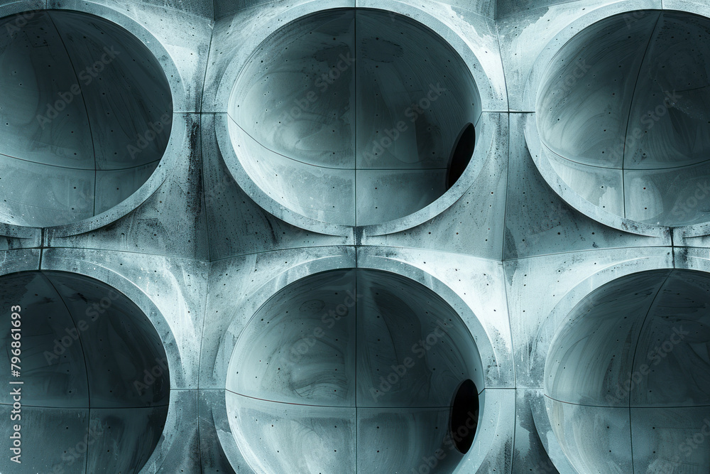 Poster A collection of arcs and semi-circles, arranged to form a pattern reminiscent of the phases of the moon,