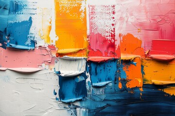 An abstract canvas filled with bold strokes and splashes of paint, mixing vibrant colors conveying energy and creativity