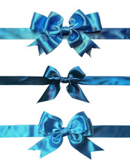 blue bow ribbon cutout, package wrapping ornate color 