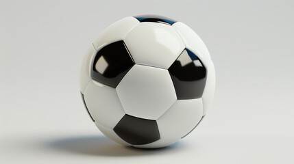 Black and white soccer ball on a white background. The ball is perfectly round and has a smooth surface.