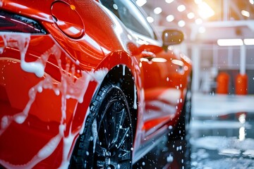 Professional car detailing services at expert vehicle wash station. Concept Car detailing, Expert services, Vehicle wash, Professional, Station