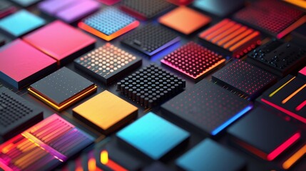 Grid System: A 3D vector illustration of a grid system applied to a branding project