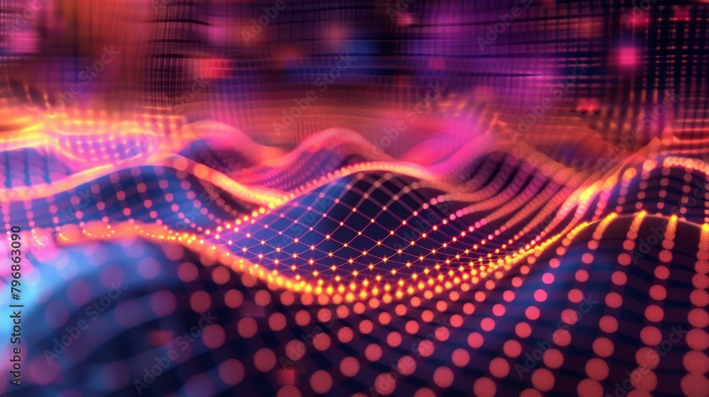 Wall mural grid texture: a 3d vector illustration of a grid effect on a digital interface