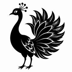peacock silhouette vector art illustration