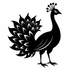 peacock silhouette vector art illustration