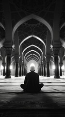 A muslim man praying in mosque