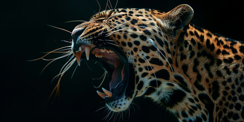 Close up Of Leopard Mouth With Black Background 4K Wallpaper 