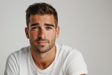 Fototapeta premium Portrait of handsome man on white background