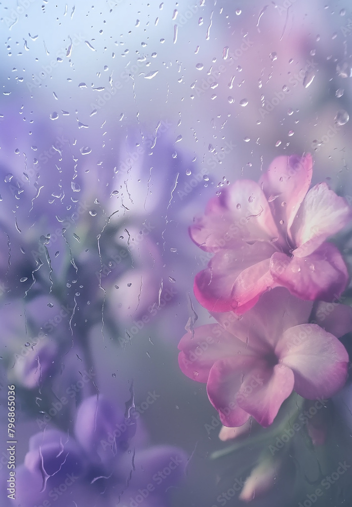 Wall mural A flowers with raindrops on it