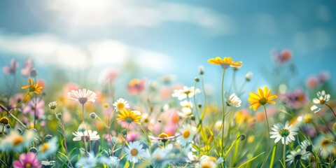 A spring flower field summer meadow