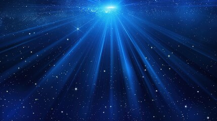 Radiant rays of light from bright star with cosmic shine and dust. Glowing abstract texture is ideal for space related educational materials and magical backgrounds