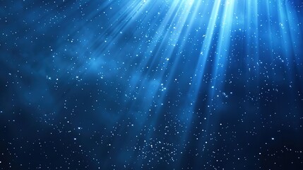 Rays of light with twinkling stars in night sky. Glowing space background is perfect for fantasy, astronomy or educational themes