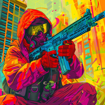 Urban Warrior in Bright Neon Colours