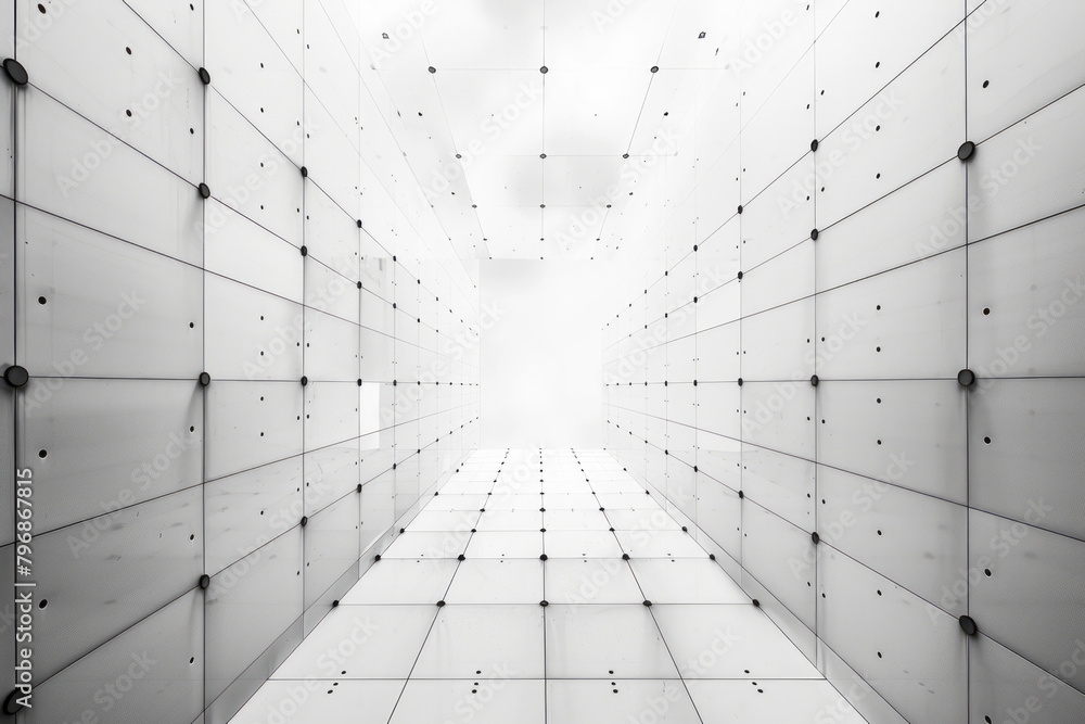 Poster a grid of dots, each connected by lines in a minimalist dot-to-dot pattern,