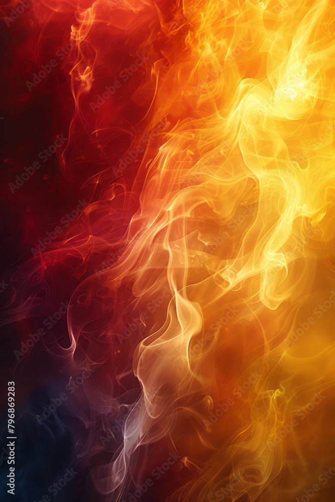 Poster a fiery gradient from yellow to deep red with a flame texture, dynamic and vibrant,