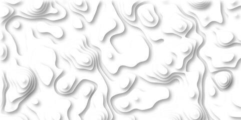 3D Papercut Stylized White topographic contour scheme and terrain. Topography grid map. Contour map background. Geographic line mountain relief. Abstract lines or wavy backdrop background.
