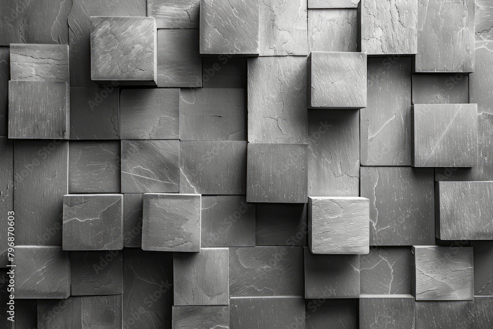 Poster a composition of overlapping gray squares, each layer adding depth and interest,