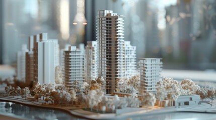 An architectural model showcasing a proposed high-rise development project, highlighting the vision for the future of urban living.