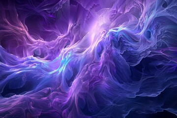 mesmerizing fractal waves in shades of purple and blue abstract background