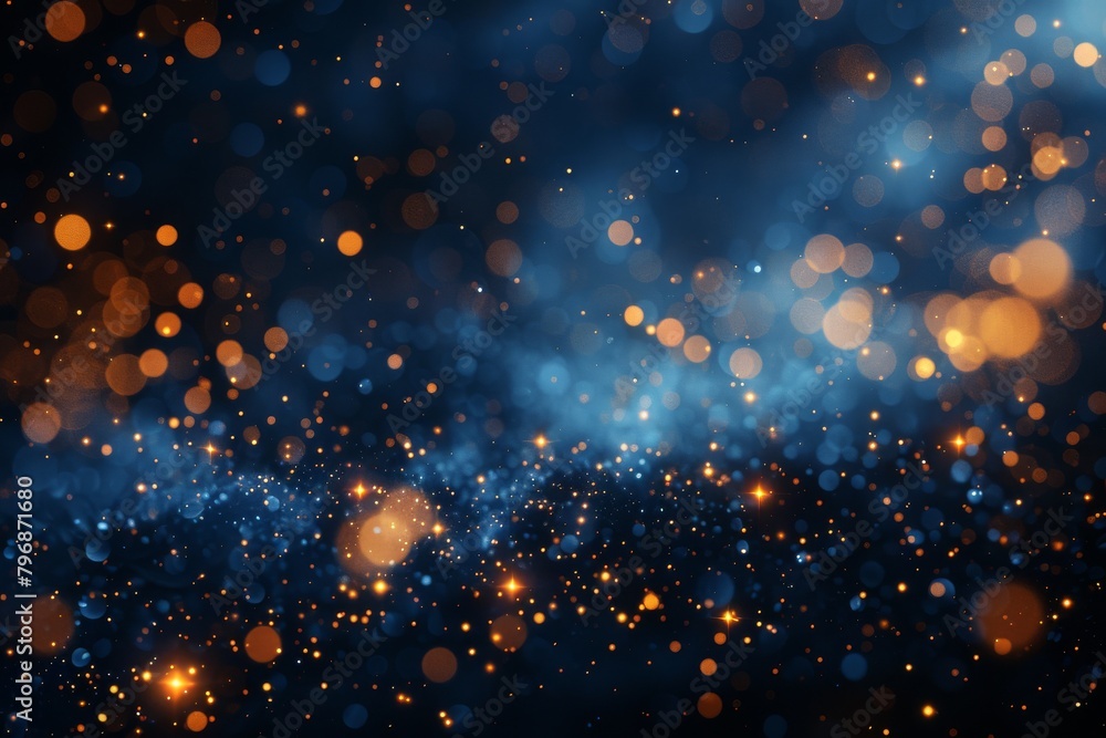 Poster this image captures the essence of a cosmic explosion with deep blue tones and golden particle effec