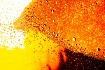 Beer bottle texture and macro bubbles,Beer background