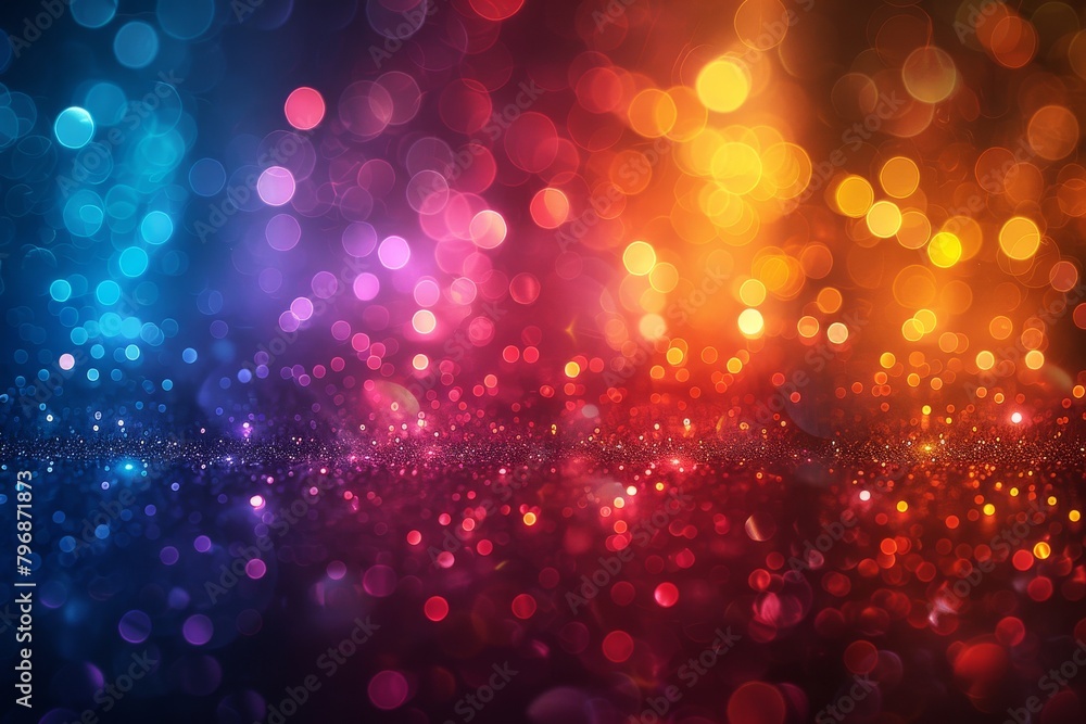Poster dynamic and vivid, this image showcases a multitude of colorful bokeh lights that create a cheerful 