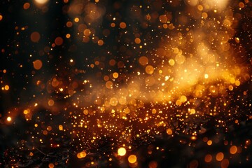 A luxurious image that exudes opulence with sparkling golden bokeh overlaid on a contrasting dark background, depicting festivity and splendor