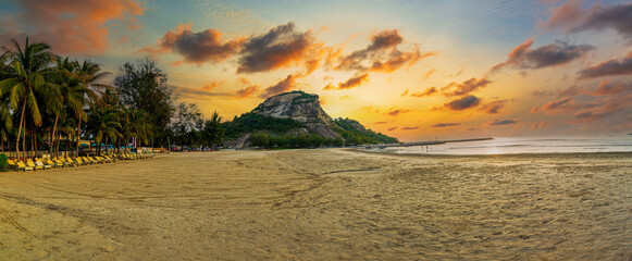 Hua Hin beach scenery, Thailand,Mountain and beach scenery, Hua Hin, Thailand,