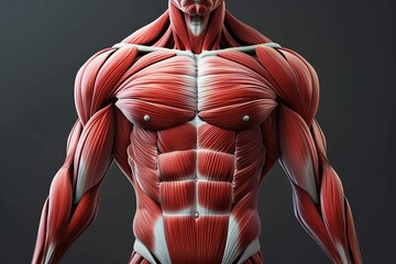 muscular male torso anatomy illustration human body diagram - obrazy, fototapety, plakaty