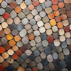 Fototapeta premium Texture of cobblestone in old town. Beautiful stone tile background. 