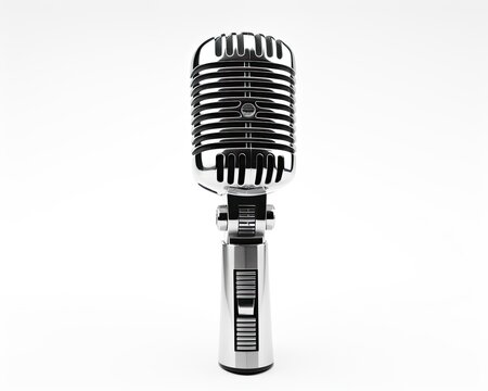 recommend clip art: A chrome retro microphone on a white background.