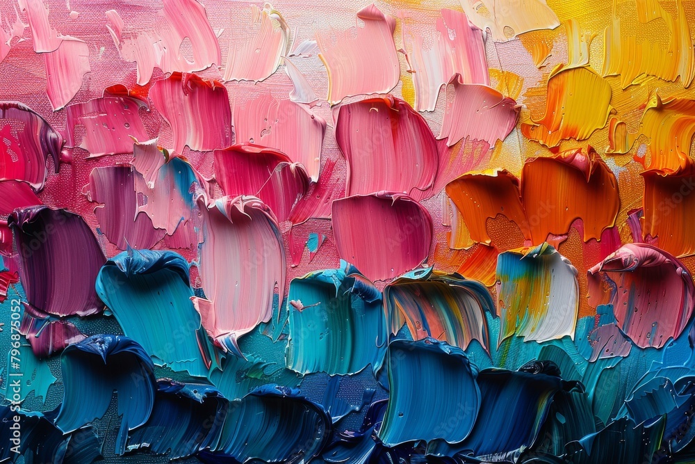 Poster an intricate texture of colorful splattered paint creates an abstract scene, bursting with creativit