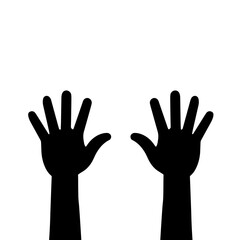 2 human hands in up position  silhouette icon.