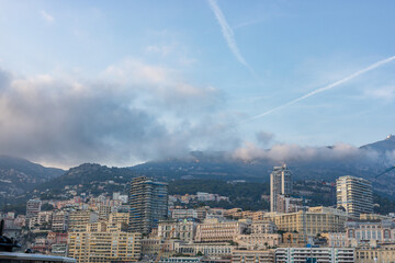 Panoramic view of Monte Carlo marina and cityscape