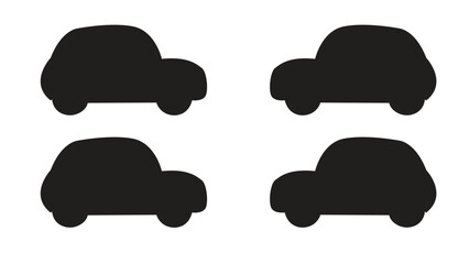 car silhouettes. car silhouettes images. black and white vector car . Car icon set in linear style - obrazy, fototapety, plakaty