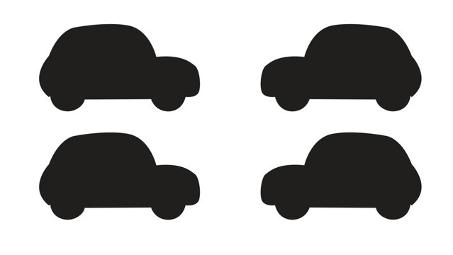 car silhouettes. car silhouettes images. black and white vector car . Car icon set in linear style