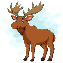 Cartoon moose on white background