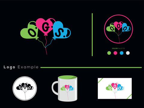 Beautiful OGS Party Balloons Element Business Logo