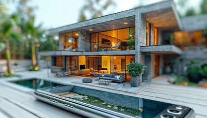 Virtual Property Tours, potential buyers or investors exploring properties through immersive virtual reality tours generated by AI,